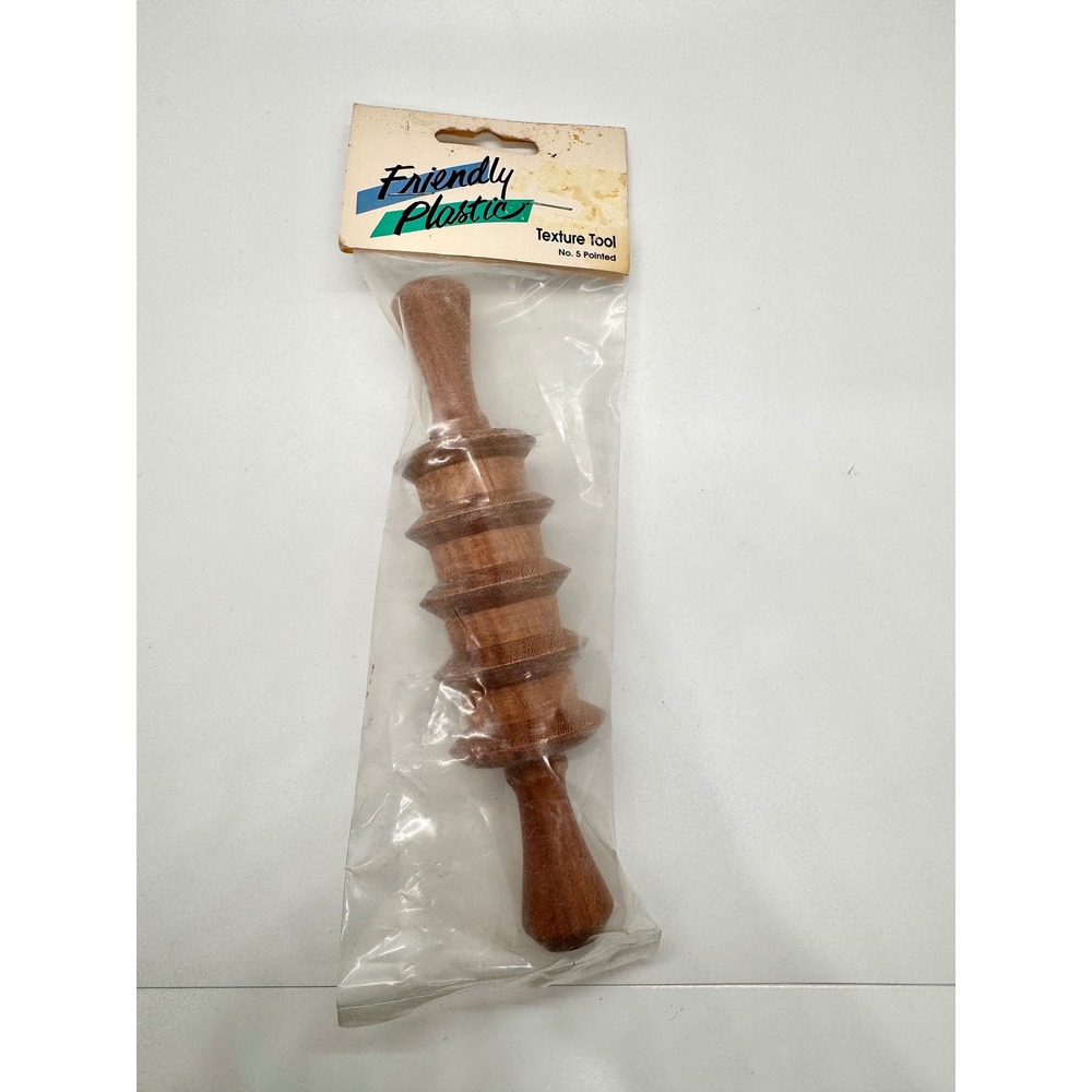 Vintage AMACO Friendly Plastic Texture Tool No 5 Pointed Wood Clay Roller 70483K